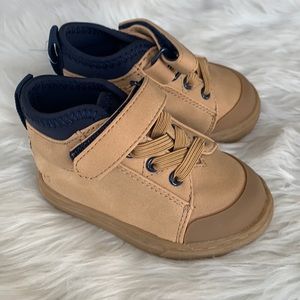TOMS Toddler Cusco High Casual Shoes sz 4 Honey Khaki Navy Blue Synthetic Suede